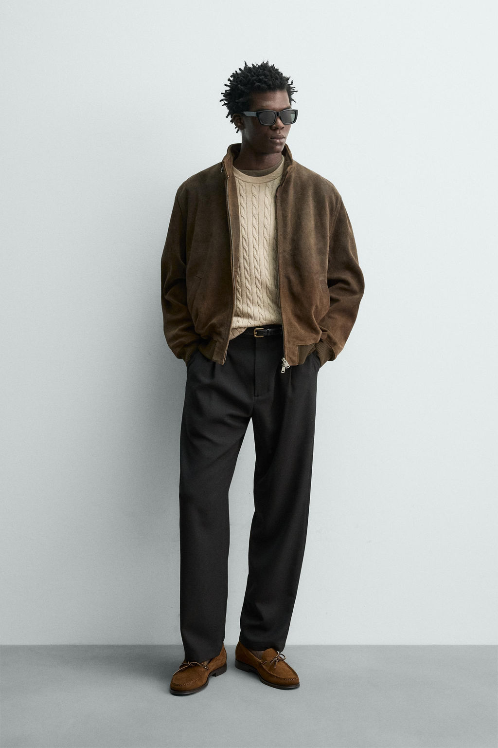 REGULAR FIT LEATHER SUEDE JACKET - Zara фото 9