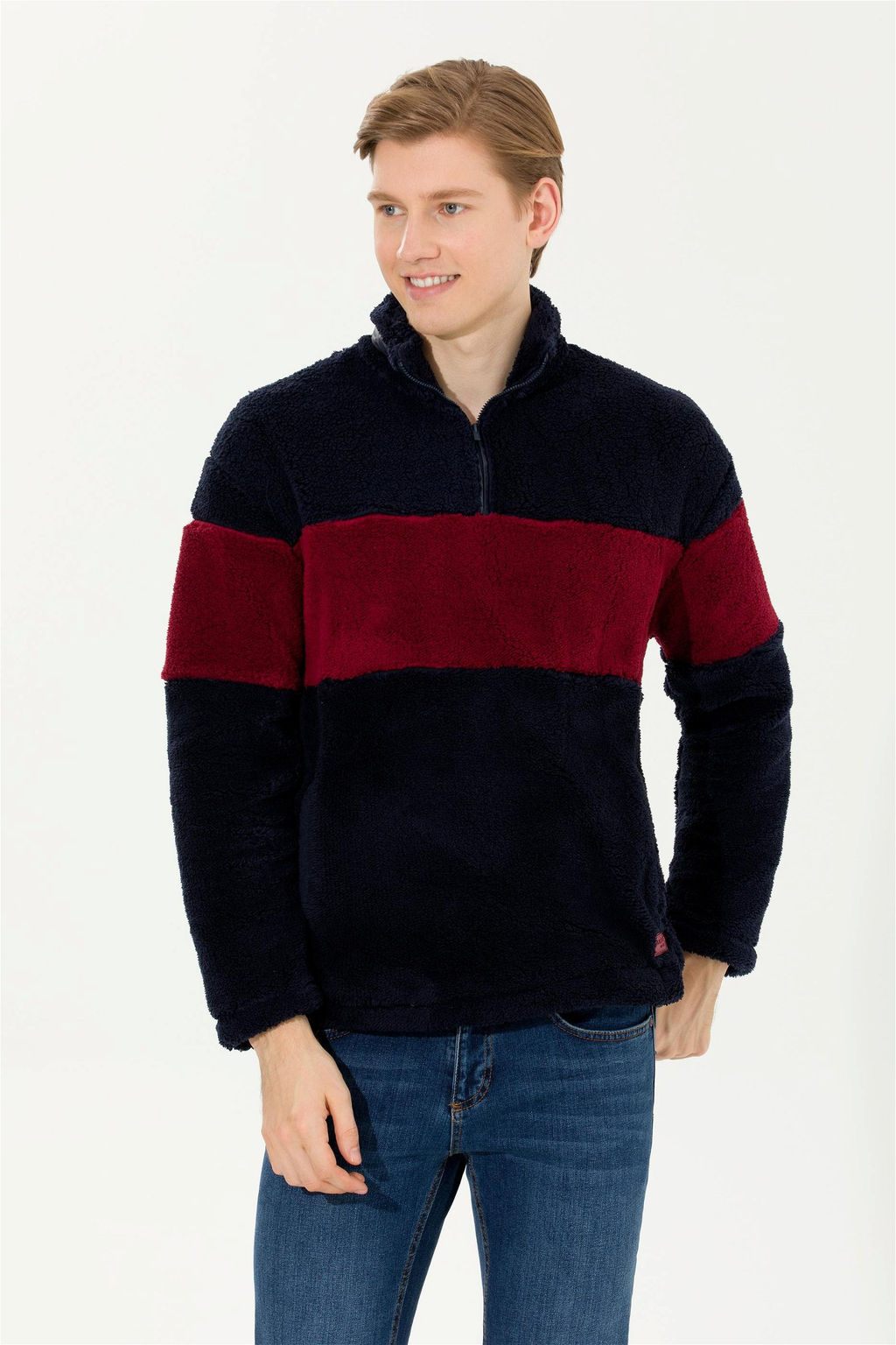 U. S. Polo Assn Мужской темно-синий комфортный свитшот с воротником стойкой - U.s. polo assn фото 8