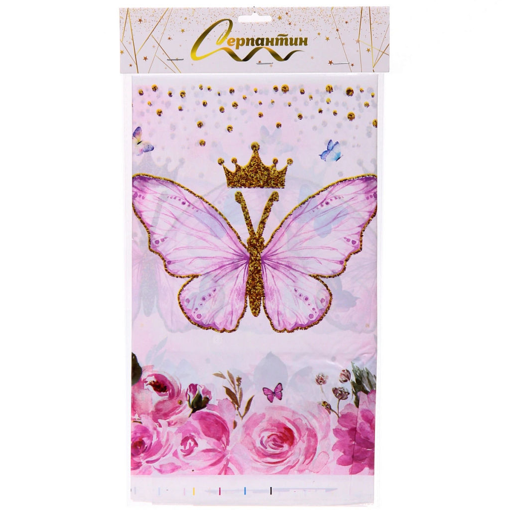 Скатерть "Бабочка принцесса" 108*180 см, пвх, Розовый