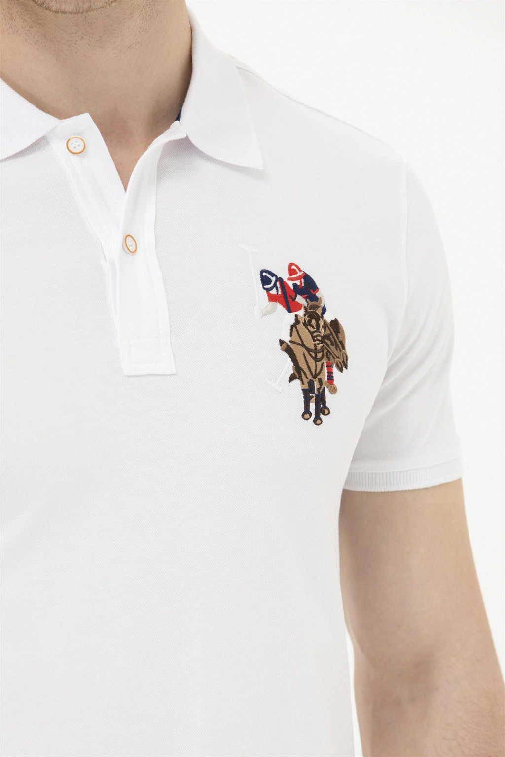 U. S. Polo Assn / Мужская белая базовая футболка с воротником-поло - U.s. polo assn фото 7