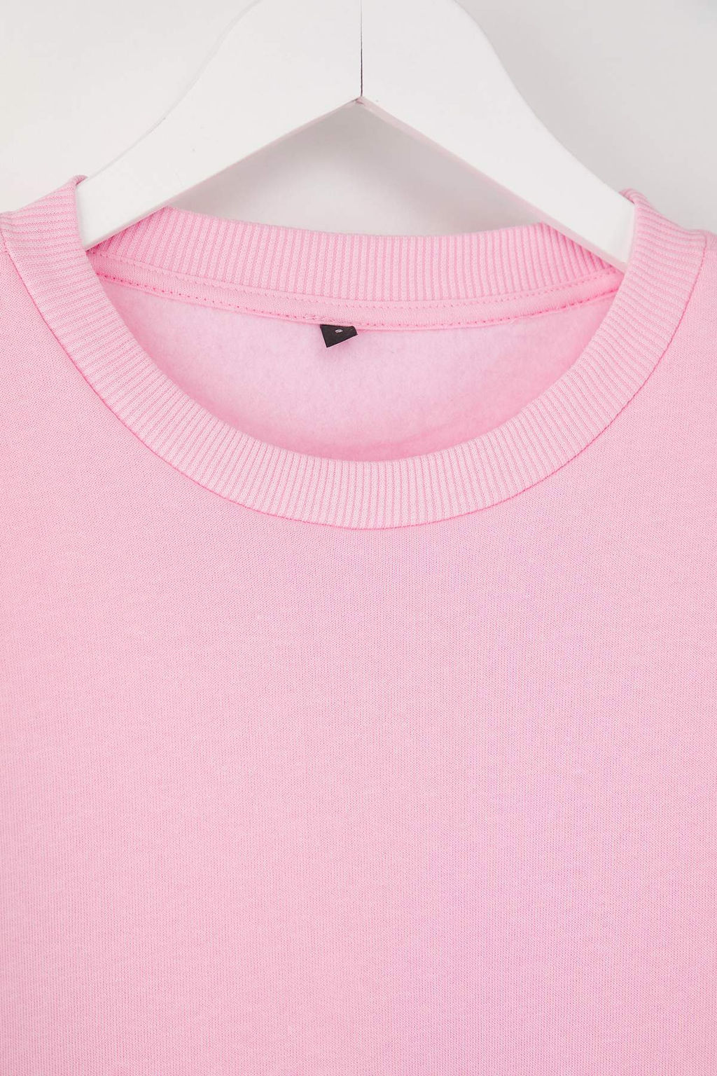 Ac?k Pembe Kal?n Ici Polarl? Regular/Normal Kal?p Bisiklet Yaka Basic Orme Sweatshirt TWOAW24SW00101