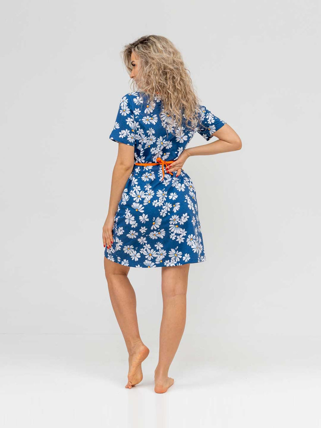 Халат женский, цвет синий белый