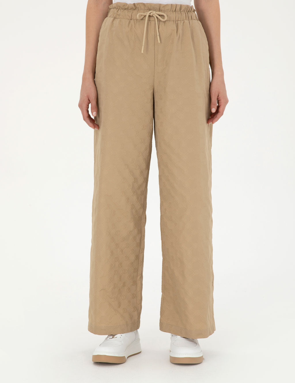 Bej Dokulu Flare H_gh Waist Fit Pantolon