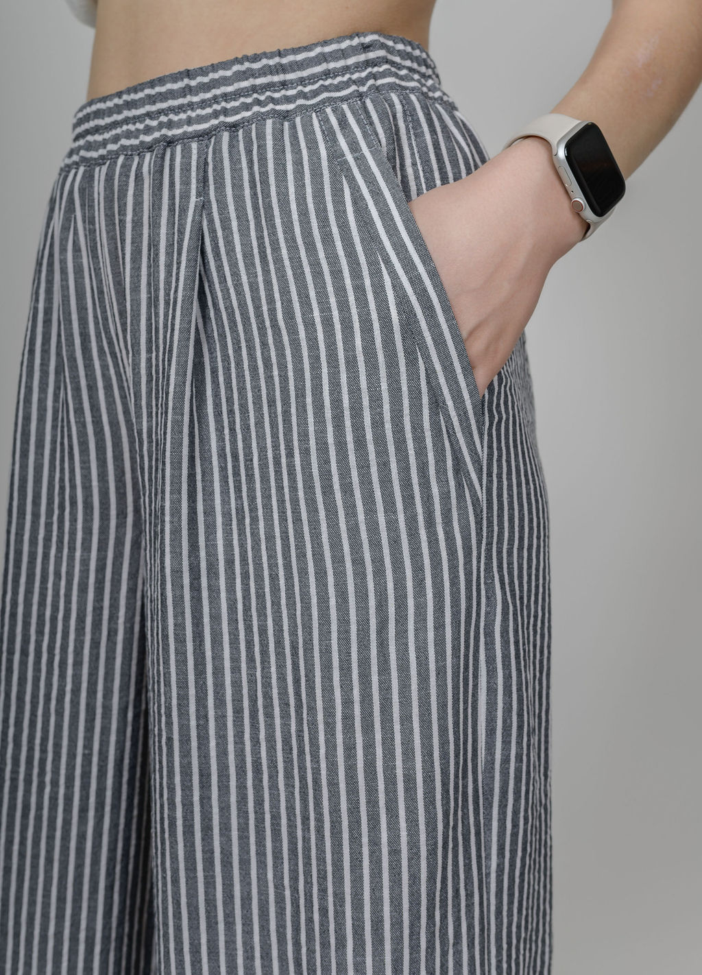 Брюки-палаццо из мягкой вискозы с эффектом крэш - Новый лен фото 7