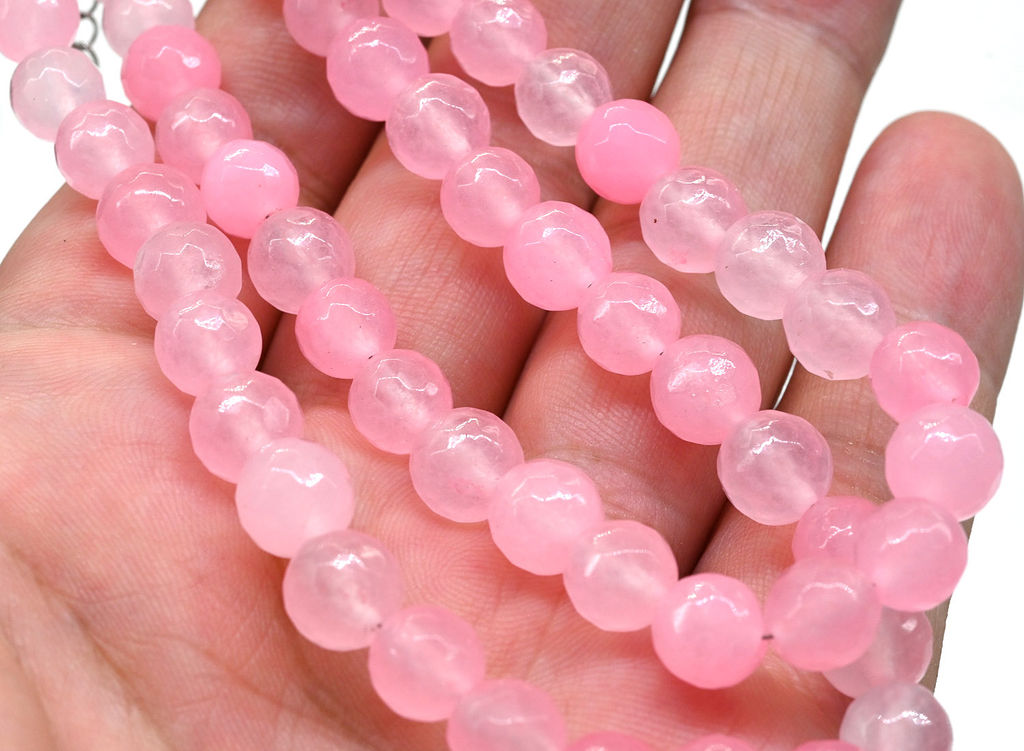 Бусы шарик гр.8мм из кварца розового, 48см