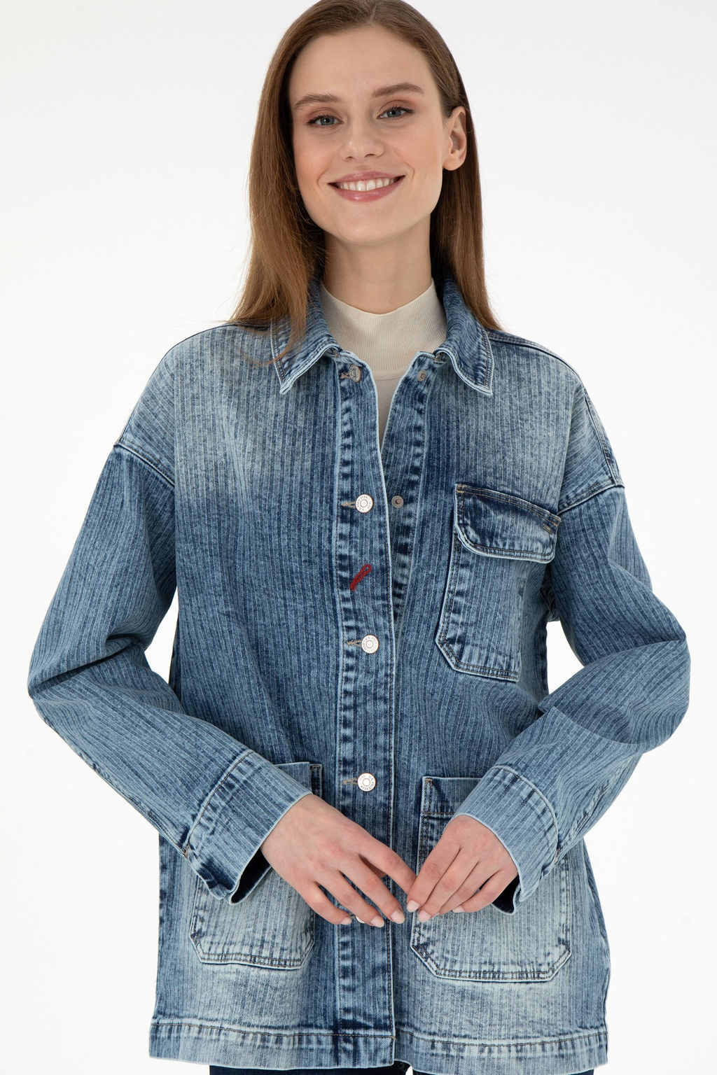 Женская голубая джинсовая рубашка Неожиданная скидка в корзине - U.s. polo assn фото 3