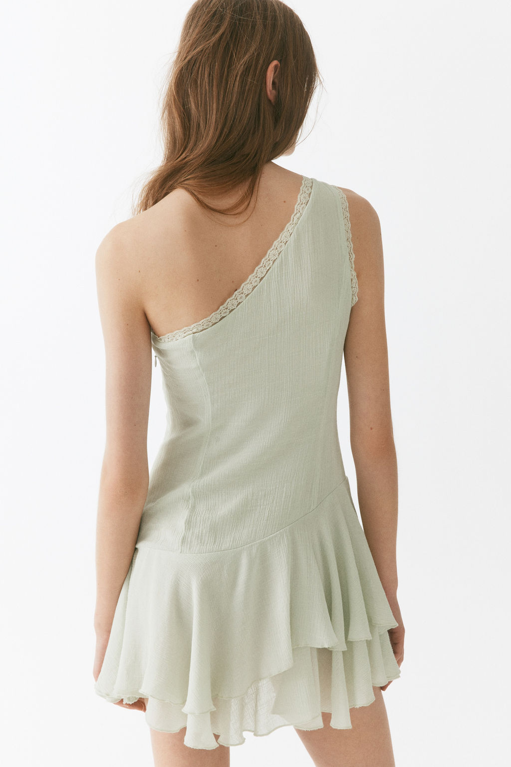 Vestido de un hombro con falda de volantes - H&m фото 8