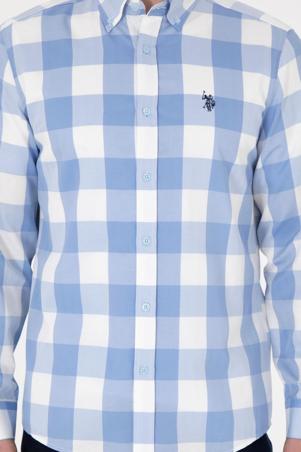 Мужская голубая рубашка с длинным рукавом Неожиданная скидка в корзине - U.s. polo assn фото 6