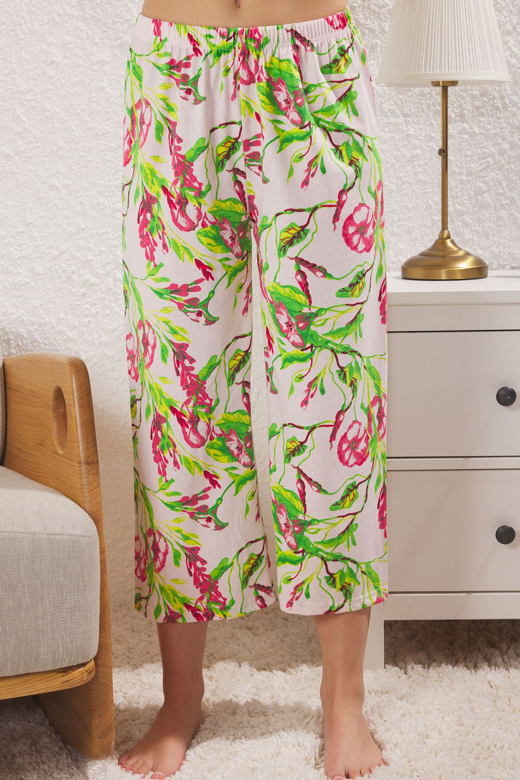 Trendyolmilla Lacivert Cicekli Kapri Orme Pijama Tak?m? THMSS24PT00216  фото 16