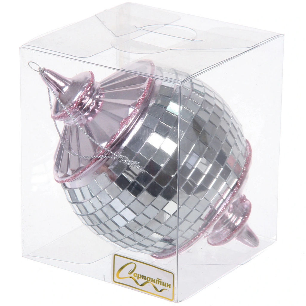 Елочная игрушка "Новогодняя дискотека" 8*8*13 см, розовый