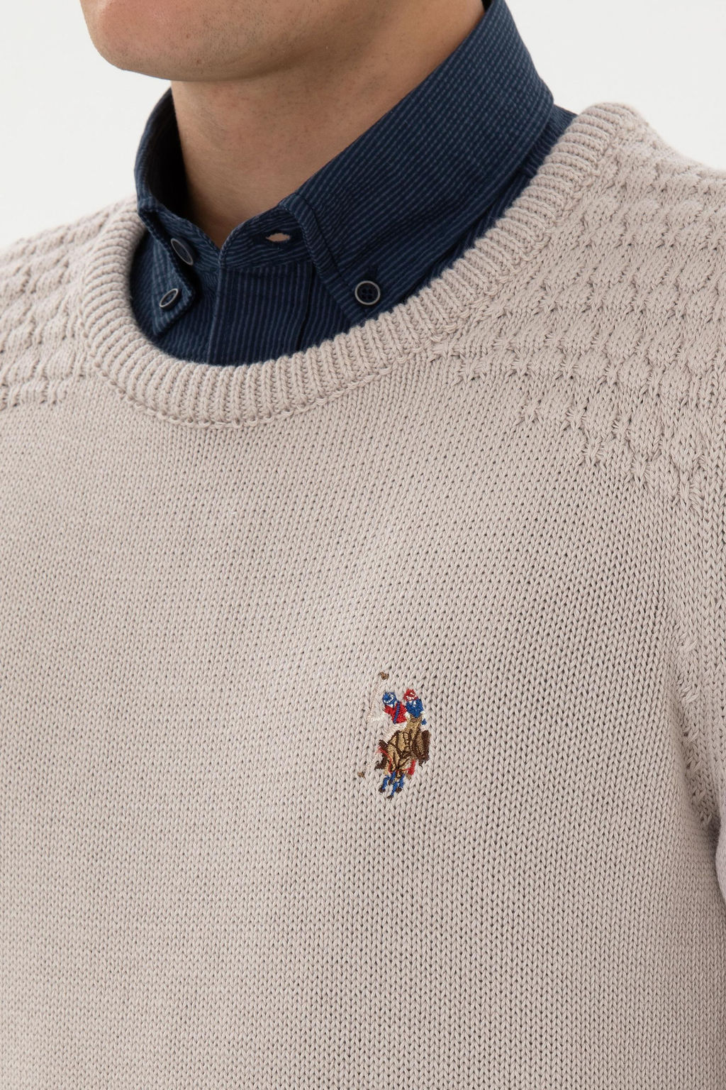 Erkek Slim Fit Bisiklet Yaka Ta_ Kazak - U.s. polo assn фото 7