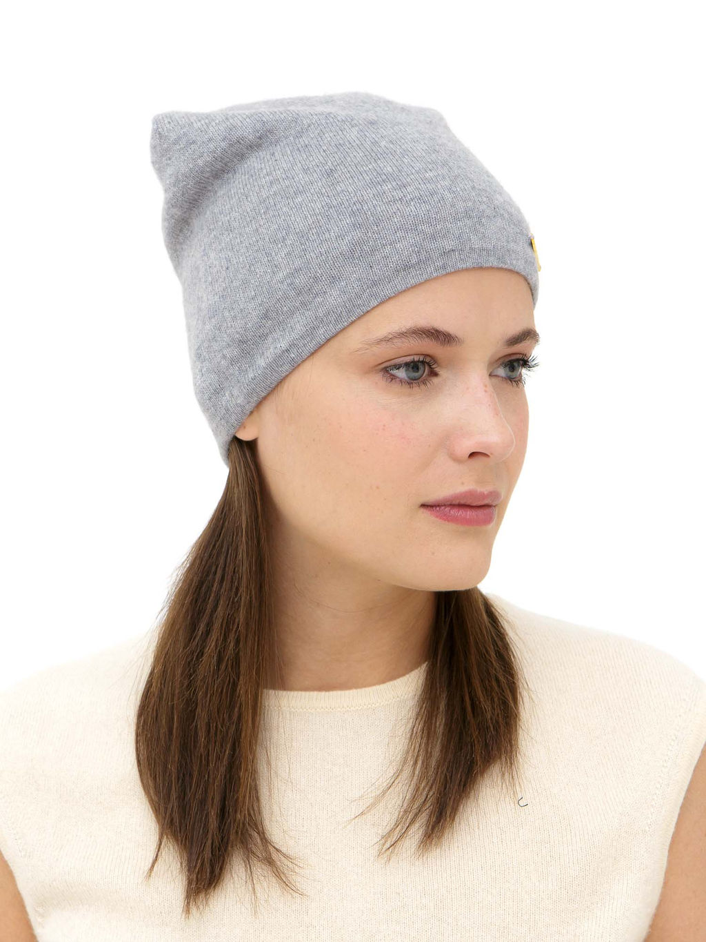Шапка из кашемира 04132 серо-голубая