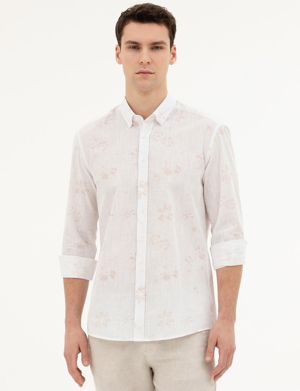 Рубашка Pierre Cardin Regular Fit бежевая