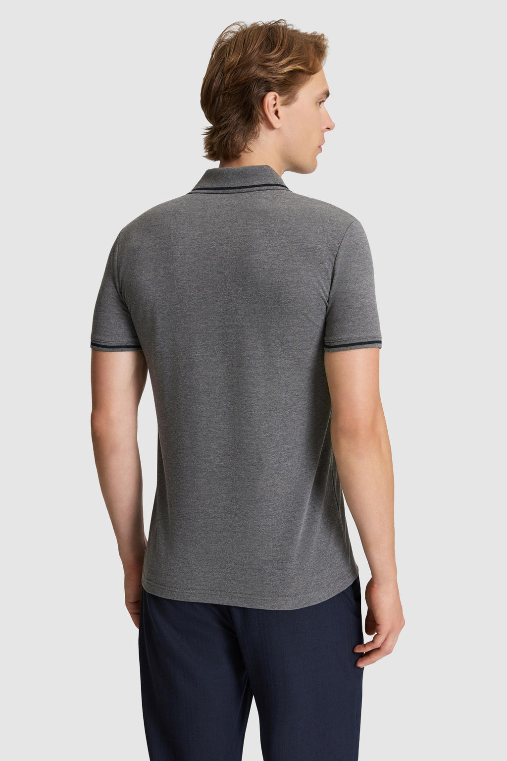 Erkek Antrasit Melanj Slim Fit Polo Yaka Basic Ti__rt