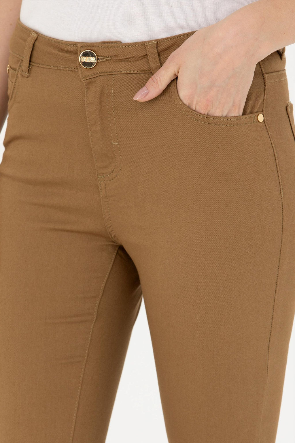 Женские брюки из плотной ткани светло-хаки - U.s. polo assn фото 13