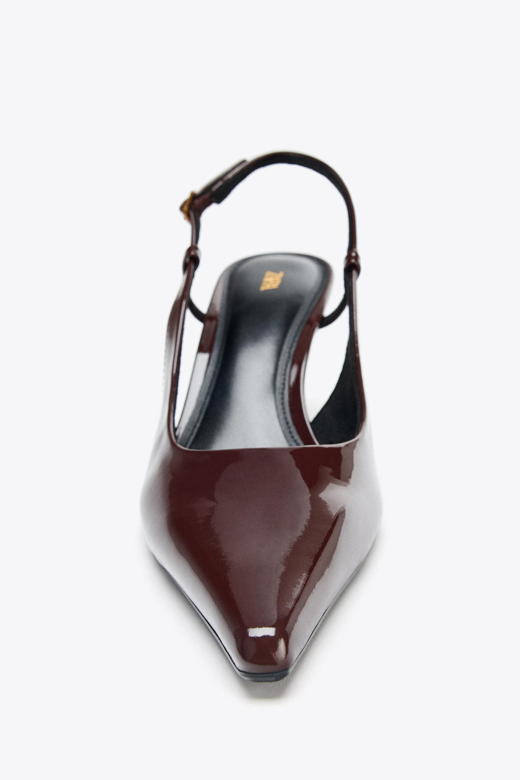 FAUX PATENT HIGH-HEEL SLINGBACK SHOES