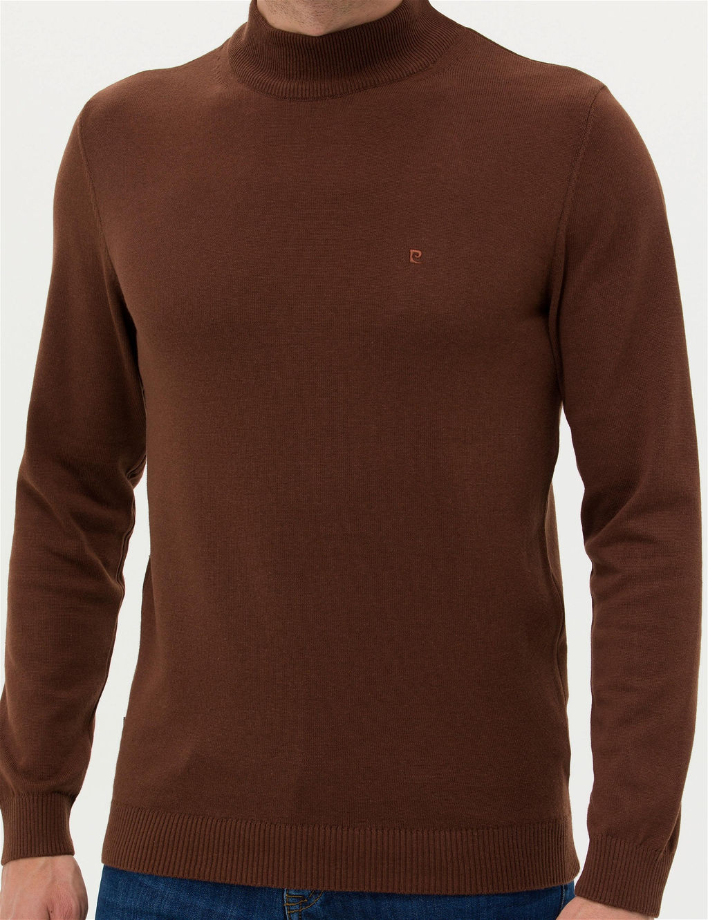 Koyu Kahverengi Slim Fit Yar_m Bal_k__ Yaka Basic Triko Kazak - Pierre cardin фото 6