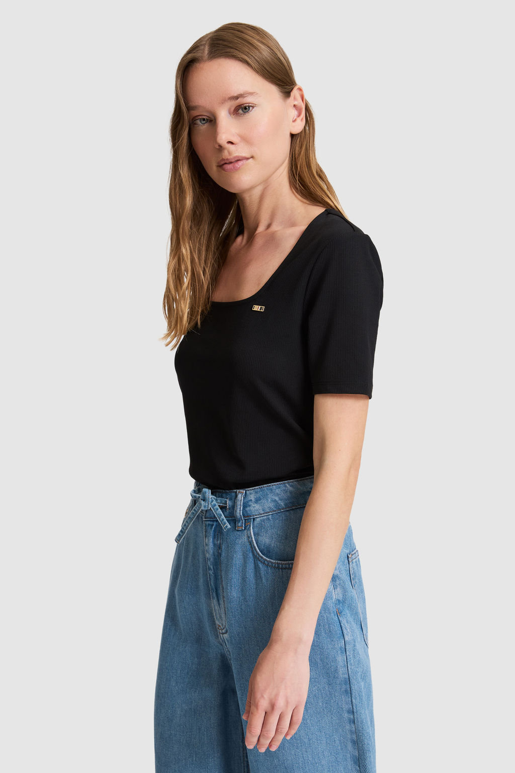 Kad_n Siyah Kare Yaka Basic Ti__rt - U.s. polo assn фото 3