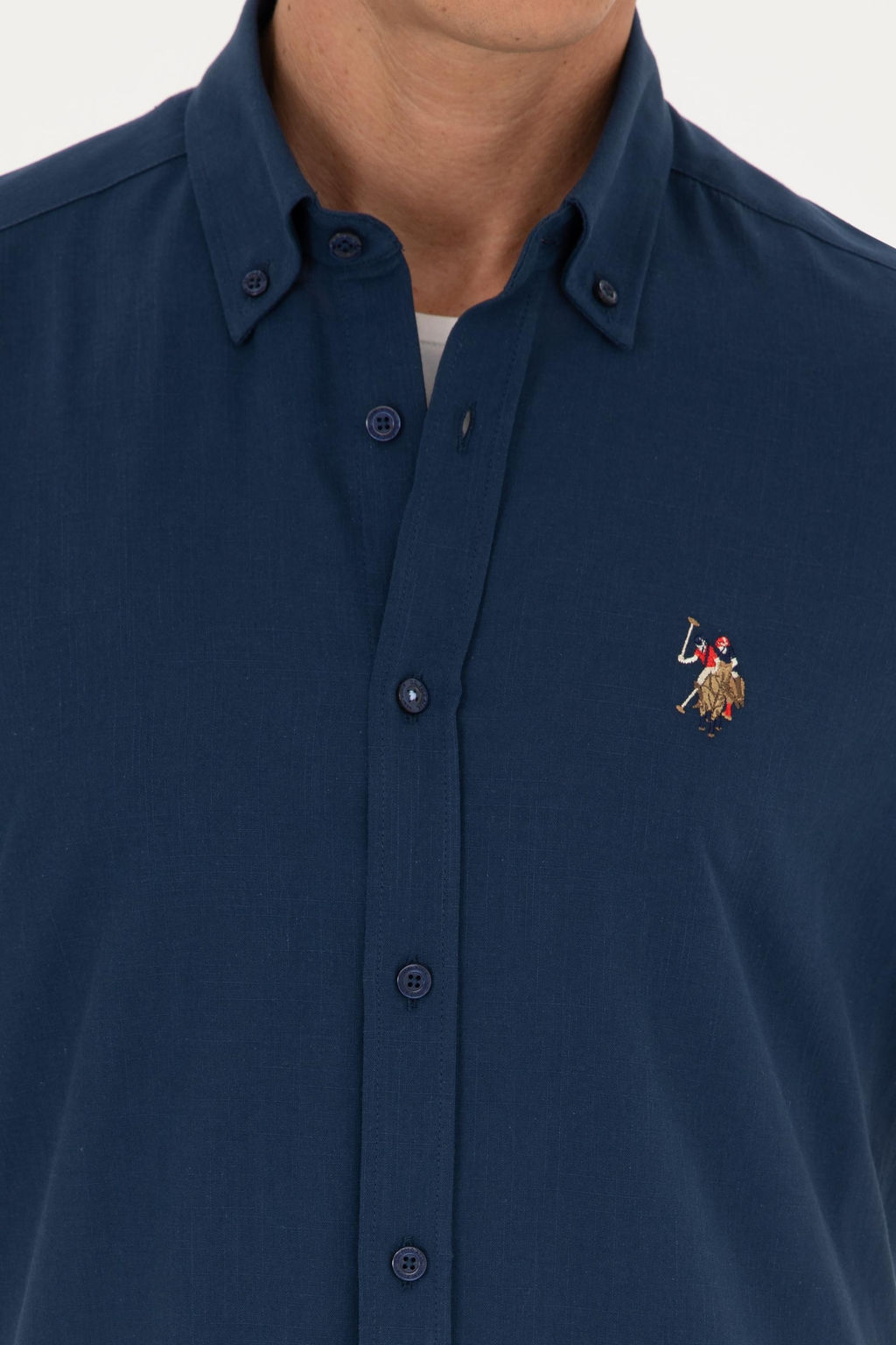U. S. Polo Assn / Мужская темно-синяя рубашка с коротким рукавом - U.s. polo assn фото 7