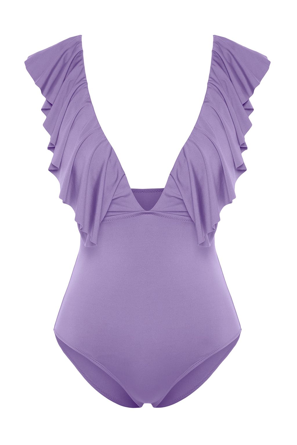 Lila Derin Dekolteli Volanl? Normal Paca Mayo TBESS23MA00279