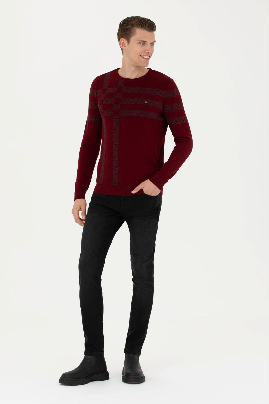 Мужской бордово-красный свитер - U.s. polo assn фото 11