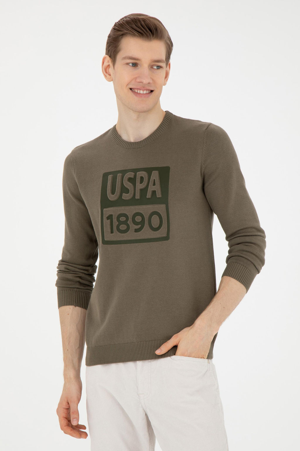 U. S. Polo Assn / Мужской свитер цвета хаки - U.s. polo assn фото 7