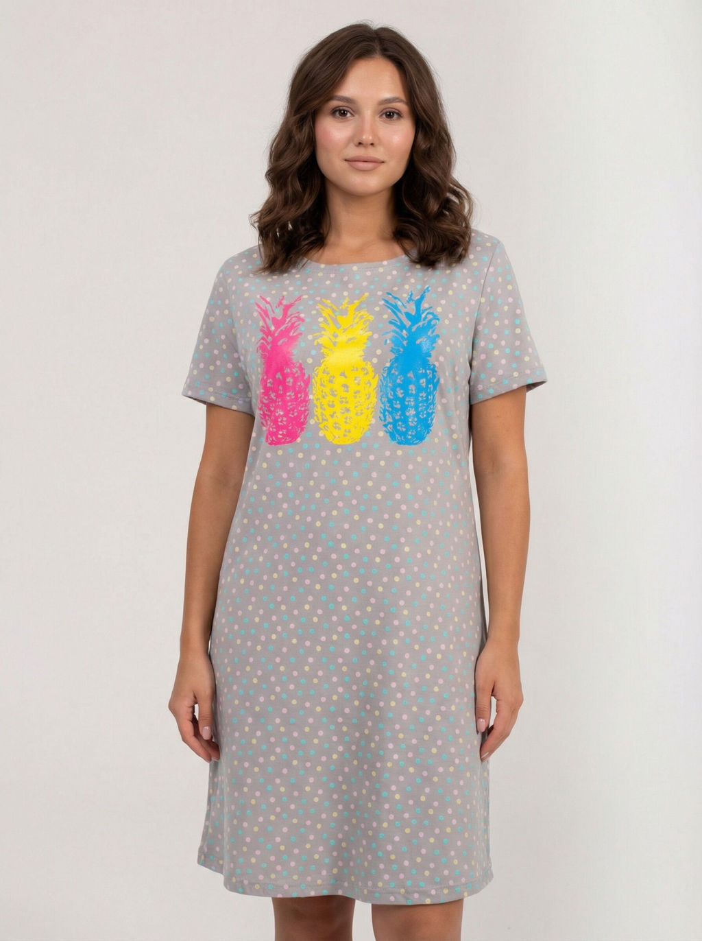 Туника женская кулирка "ДЖУС" КРУПНЫЙ ГОРОХ