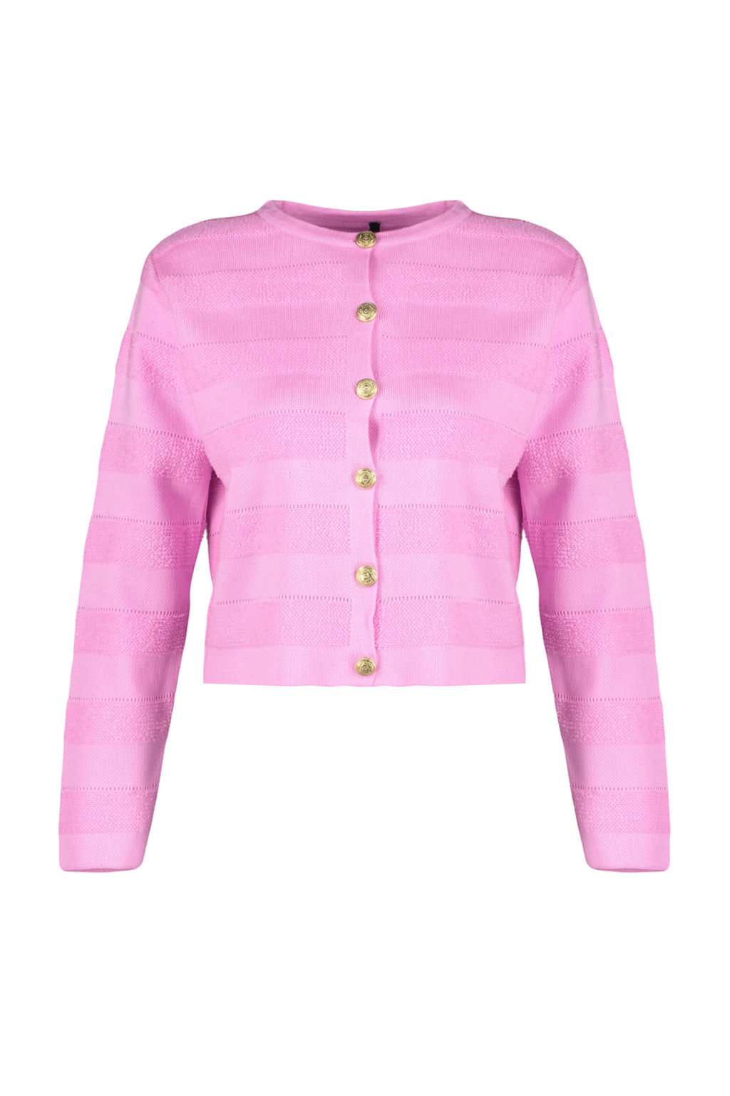 Pembe Bisiklet Yaka Ceket Gorunumlu Triko H?rka TWOAW24HI00337