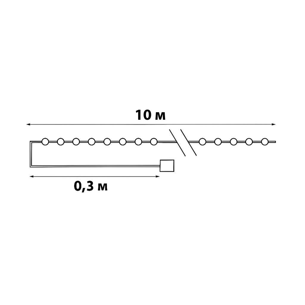 ULD-S1000-100/SCB/3AA MULTI IP20 DEW Гирлянда светодиодная на батарейках 3AA (не в/к), Роса, 10м. 100 светодиодов. Разноцветный свет. Провод медный. TM Uniel.