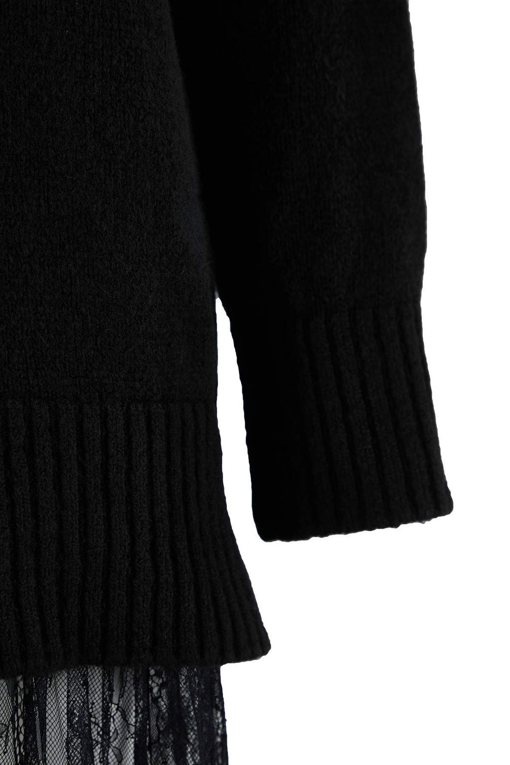 Siyah Duz Maxi Bisiklet Yaka Dantel Etekli Maxi Triko Elbise TWOAW26EL00323 - Trendyolmilla фото 6