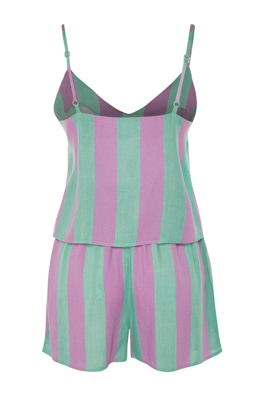 Trendyolmilla Pembe Cizgili Ip Ask?l? Viskon Sortlu Dokuma Pijama Tak?m? THMSS23PT00225 фото 26