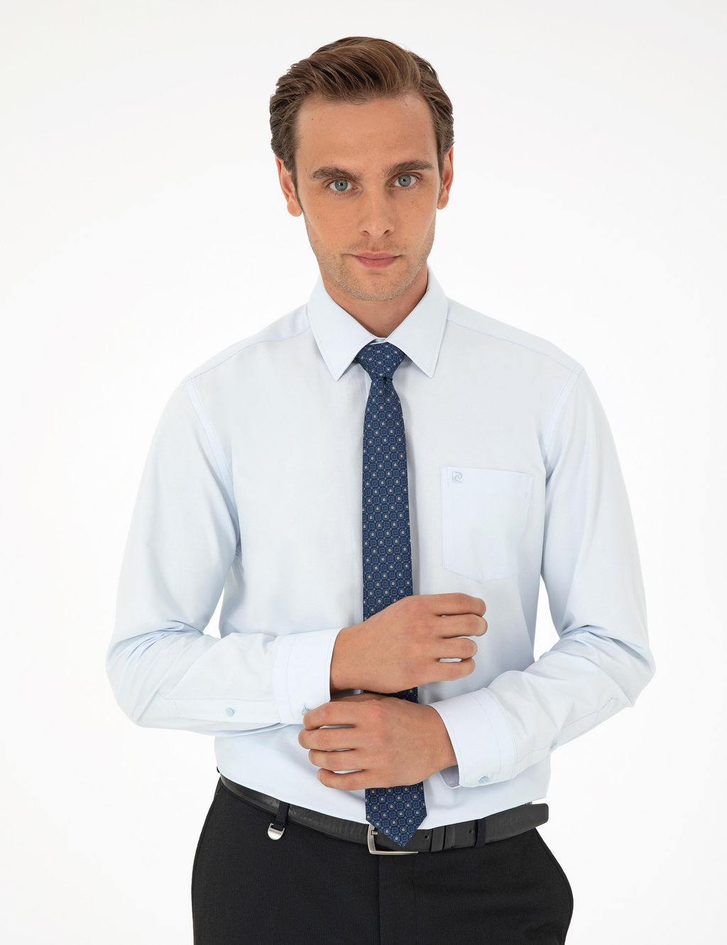 A__k Mavi Regular Fit Uzun Kollu Basic G_mlek