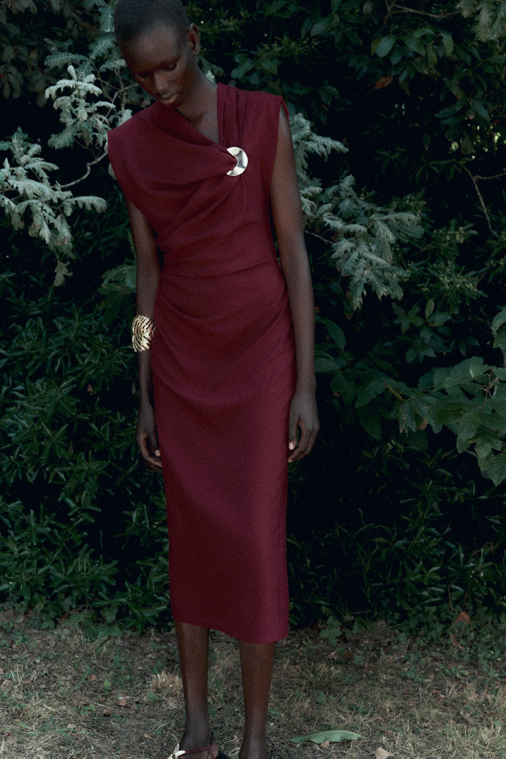 GOLD APPLIQUE MIDI DRESS - Zara фото 11