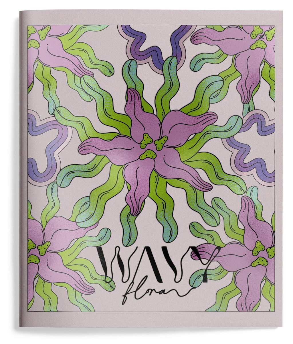 Тетрадь 48 л. А5 клетка, на скрепке, офсет LOREX WAVY FLORAL мелованный картон, запечатка форзаца, soft touch, выборочный УФ-лак - Buro фото 3