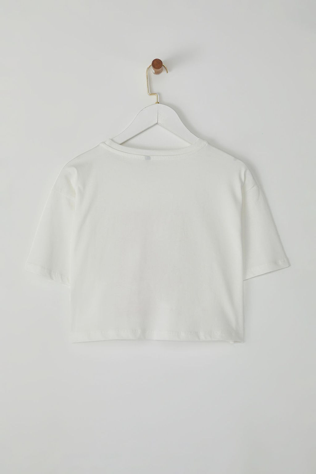 TRENDYOLMILLA Lacivert %100 Pamuk Relaxed/Rahat Kal?p Crop Bask?l? Orme T-Shirt TWOSS25TS00080  фото 8