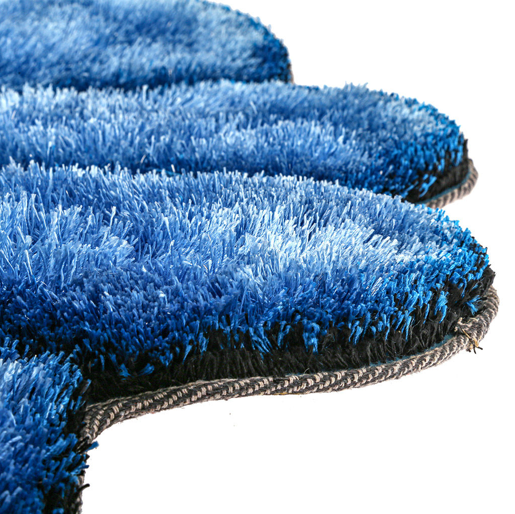 Коврик "Ромашка" 120х120см длинный, объемный ворс 3см, 100% полиэстер, плотная тканная основа, цвет - синий (Китай)