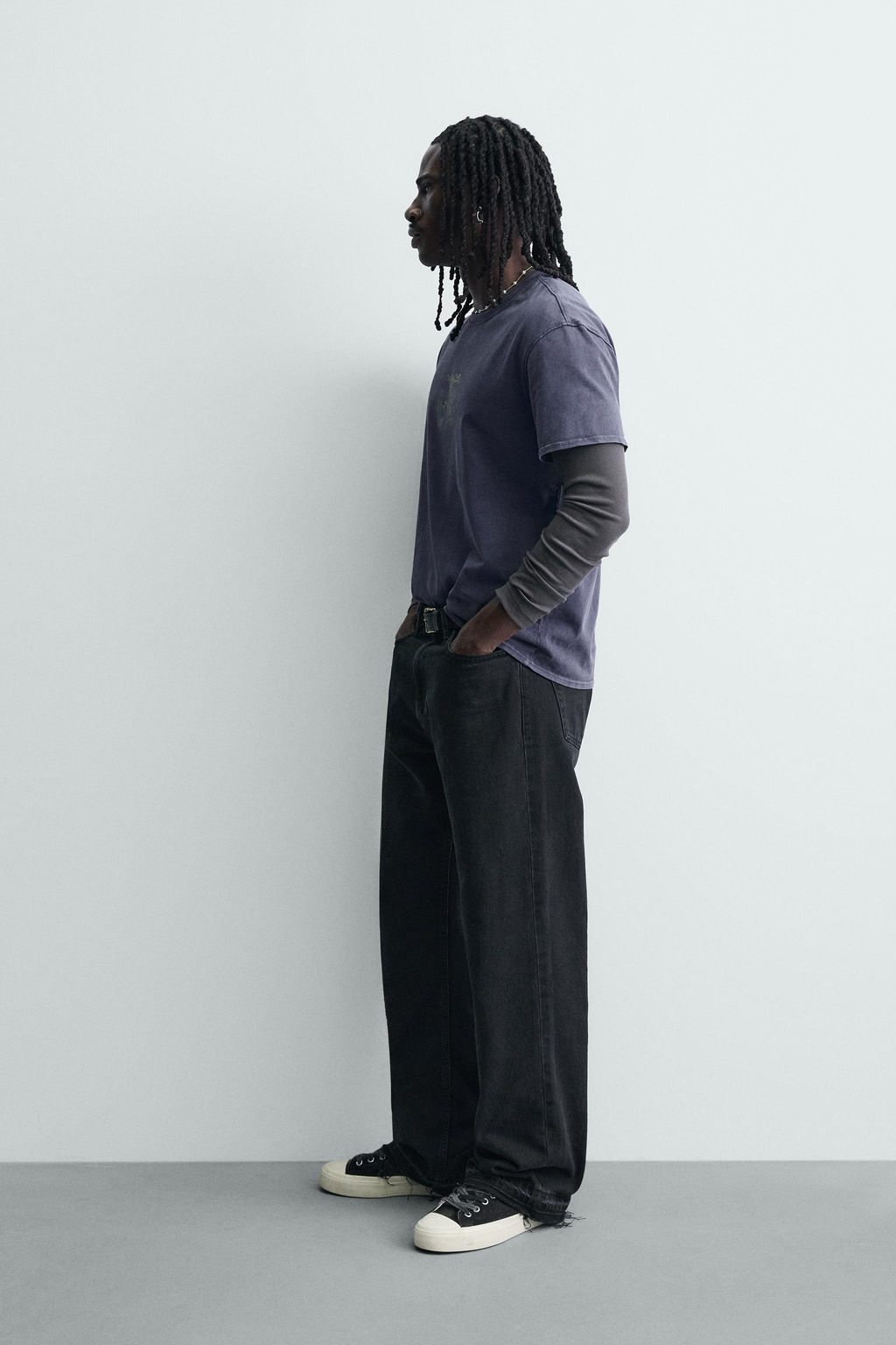 CAMISETA ESTAMPADOS LAVADOS / Azul tinta - Zara фото 4