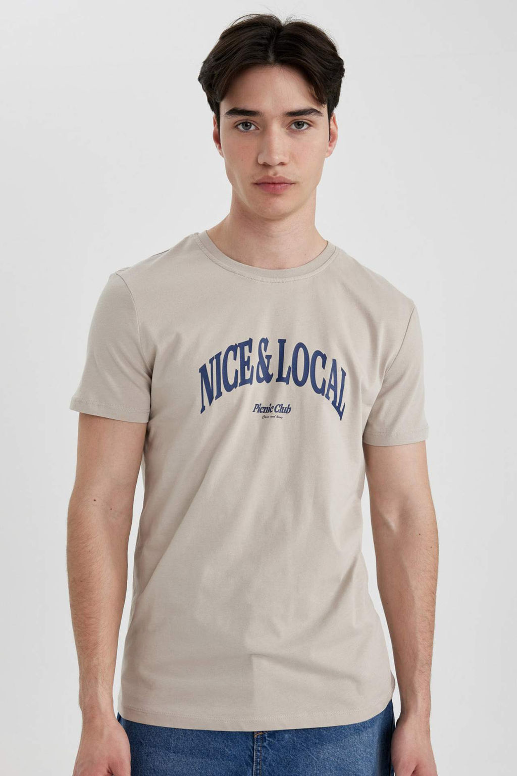 Slim Fit Dar Kesim Bisiklet Yaka Bask?l? K?sa Kollu Tisort - Defacto фото 2