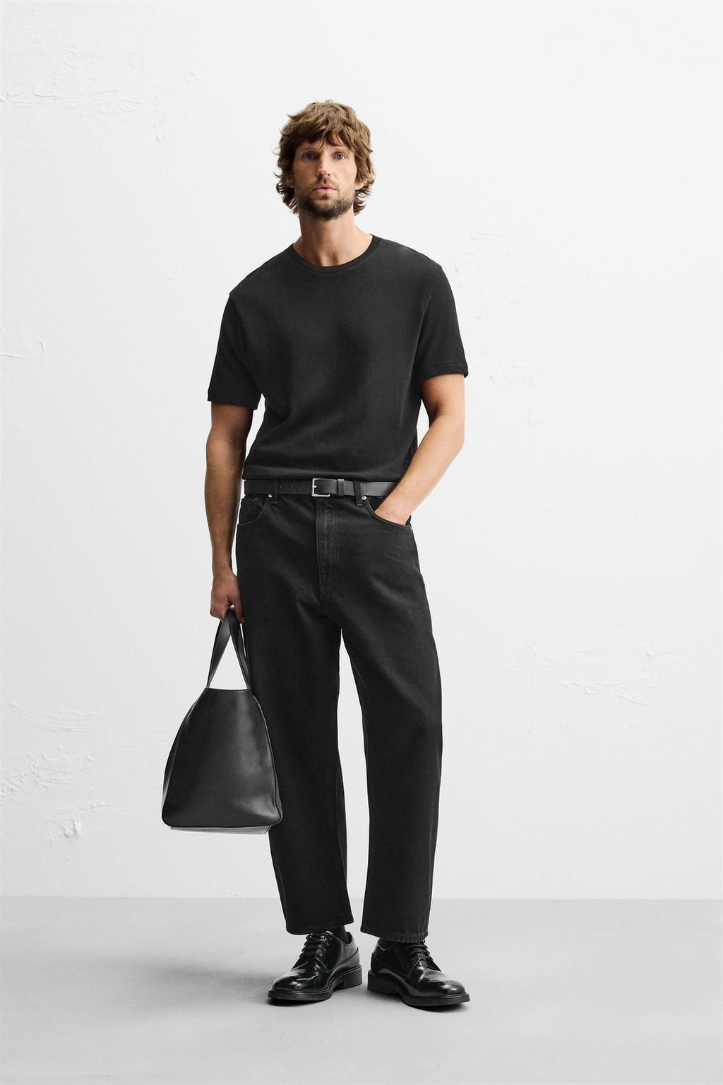 TAPERED FIT WIDE-LEG JEANS