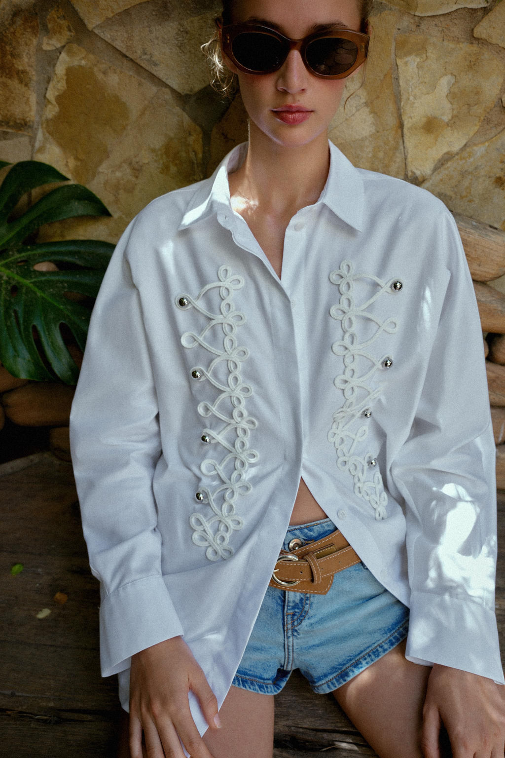 CAMISA POPEL?N ALAMARES / Blanco