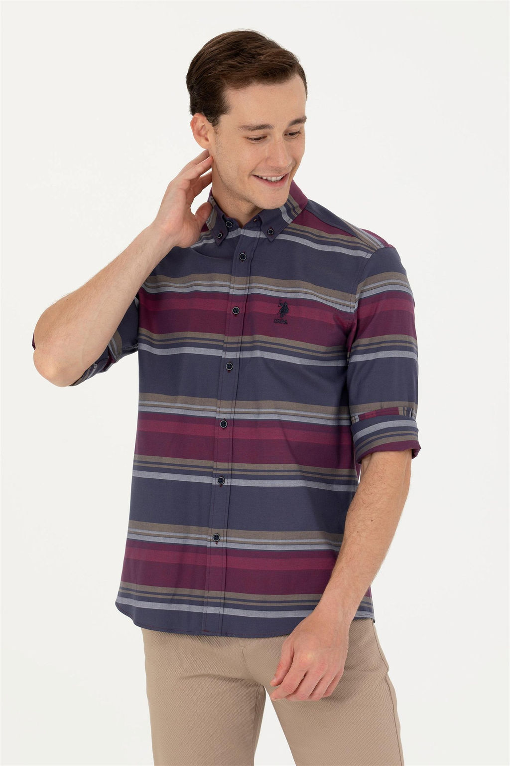 Мужская темно-синяя рубашка с длинным рукавом - U.s. polo assn фото 3