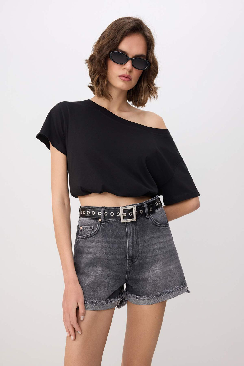 Siyah %100 Pamuk Yuksek Bel Denim City Sort TWOSS26SR00093 - Trendyolmilla фото 6
