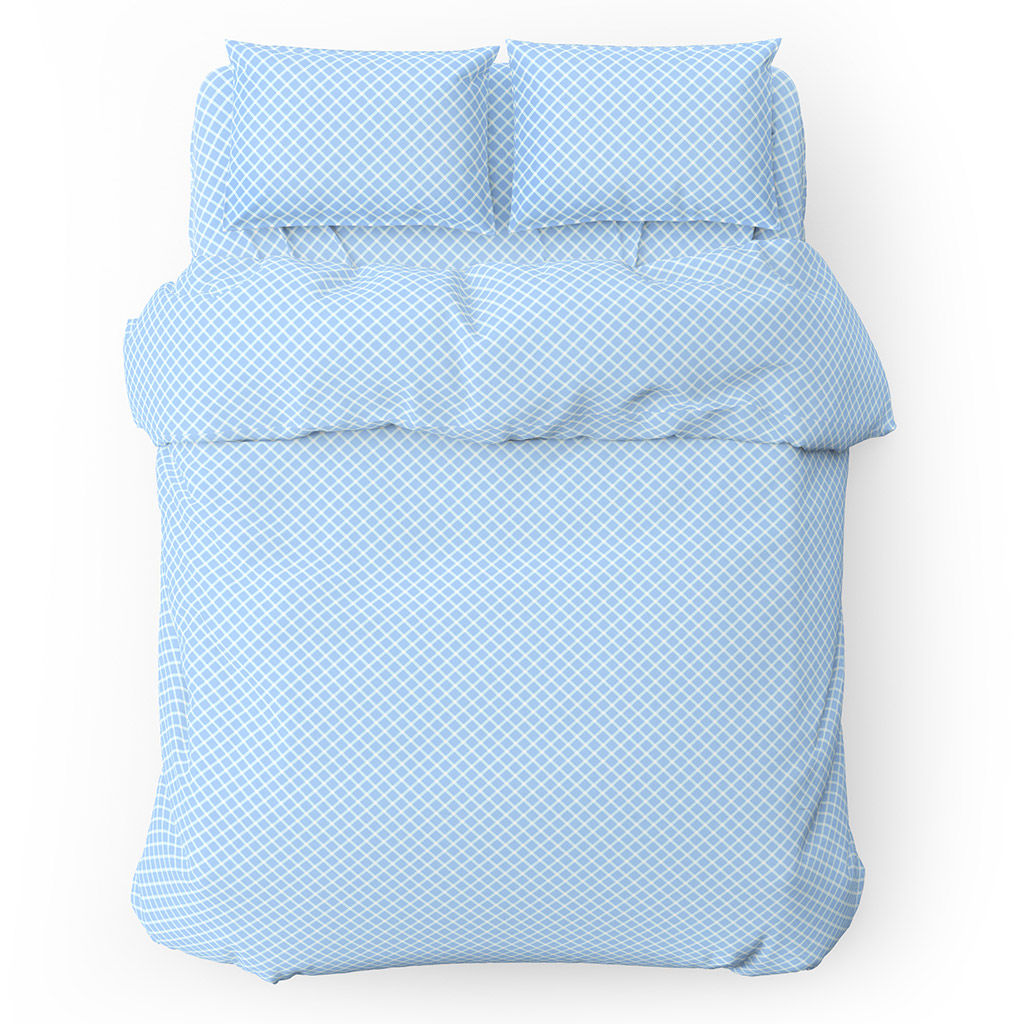 Пододеяльник на кнопках 2-х спальный "Виши, голубой" 175х215см, поплин "Комфорт" 115г/м2, хлопок 100%, упаковка "классическая" ПВХ 28х41см "Домашняя мода" (Россия)