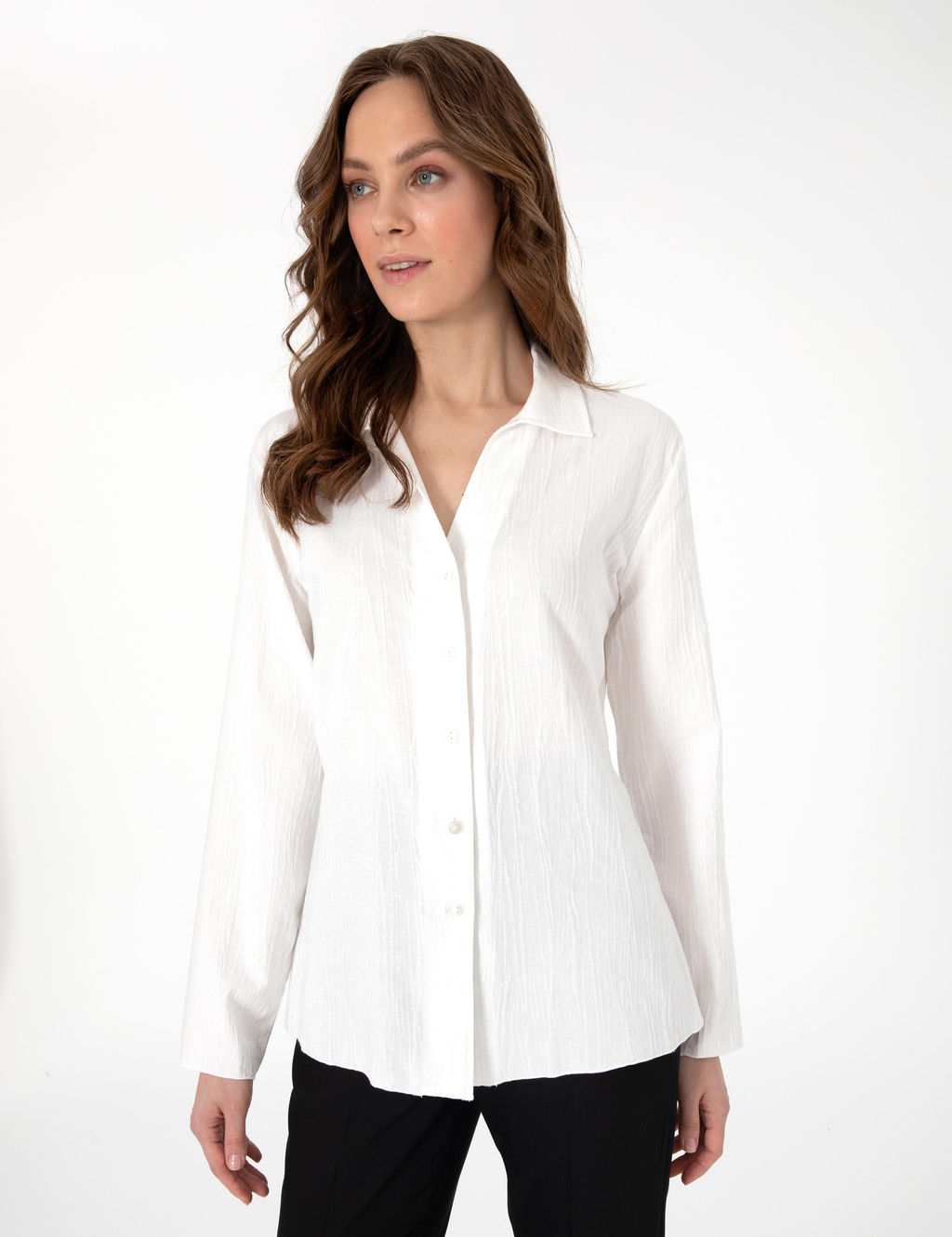 Beyaz Slim Fit Uzun Kollu G_mlek