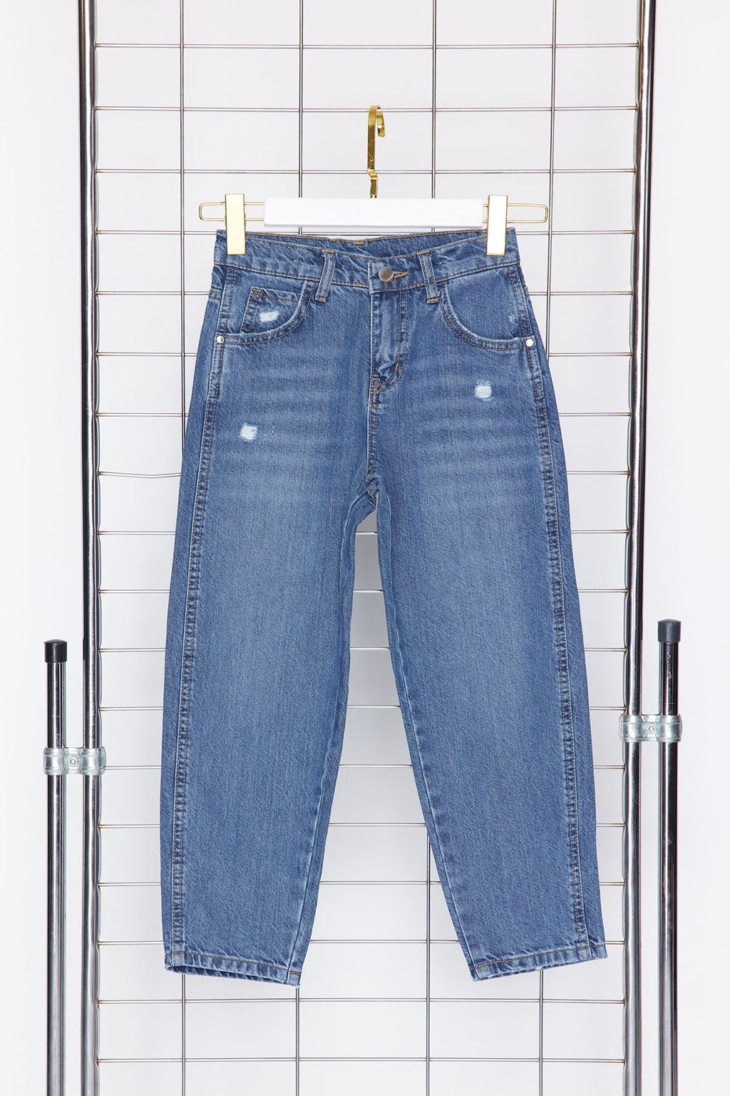 Koyu Mavi Erkek Cocuk Baggy Pamuklu Ayarlanabilir Lastikli Denim Pantolon Jean TKDSS24PL00005 - Trendyolmilla фото 11