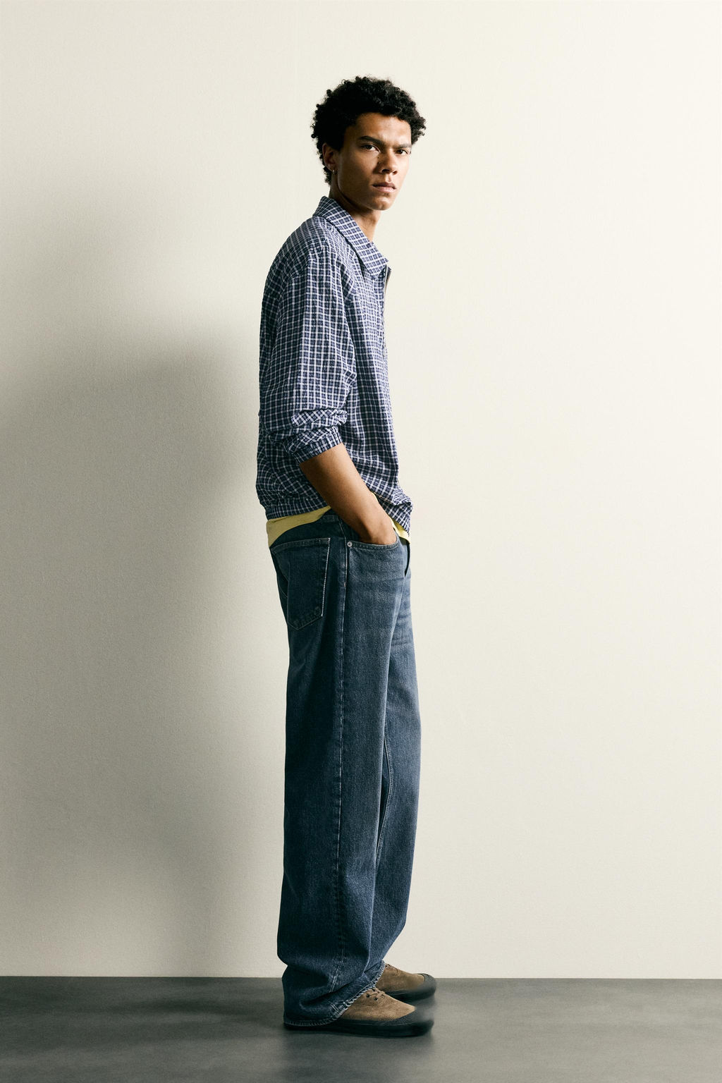 SOBRECAMISA CUADROS RELIEVE / Azul - Zara фото 4