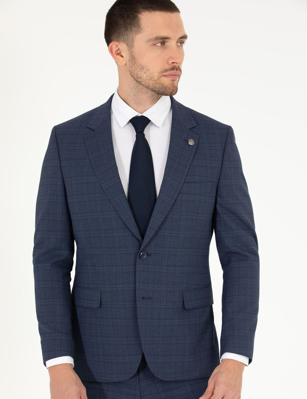 Ekose _ndigo Slim Fit Tak_m Elbise