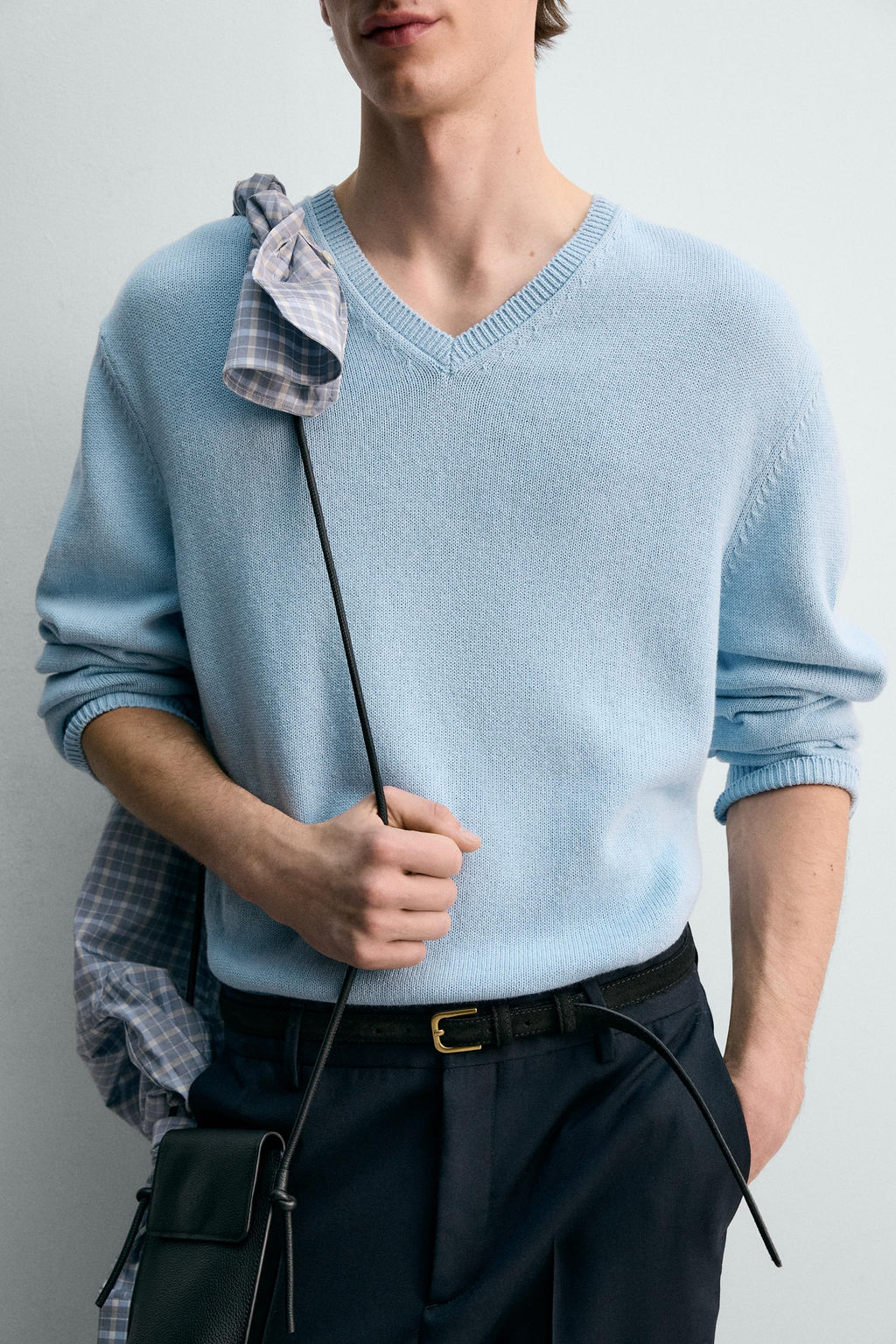 JERSEY CUELLO PICO ALGOD?N - LINO LIMITED EDITION / Azul claro - Zara фото 5