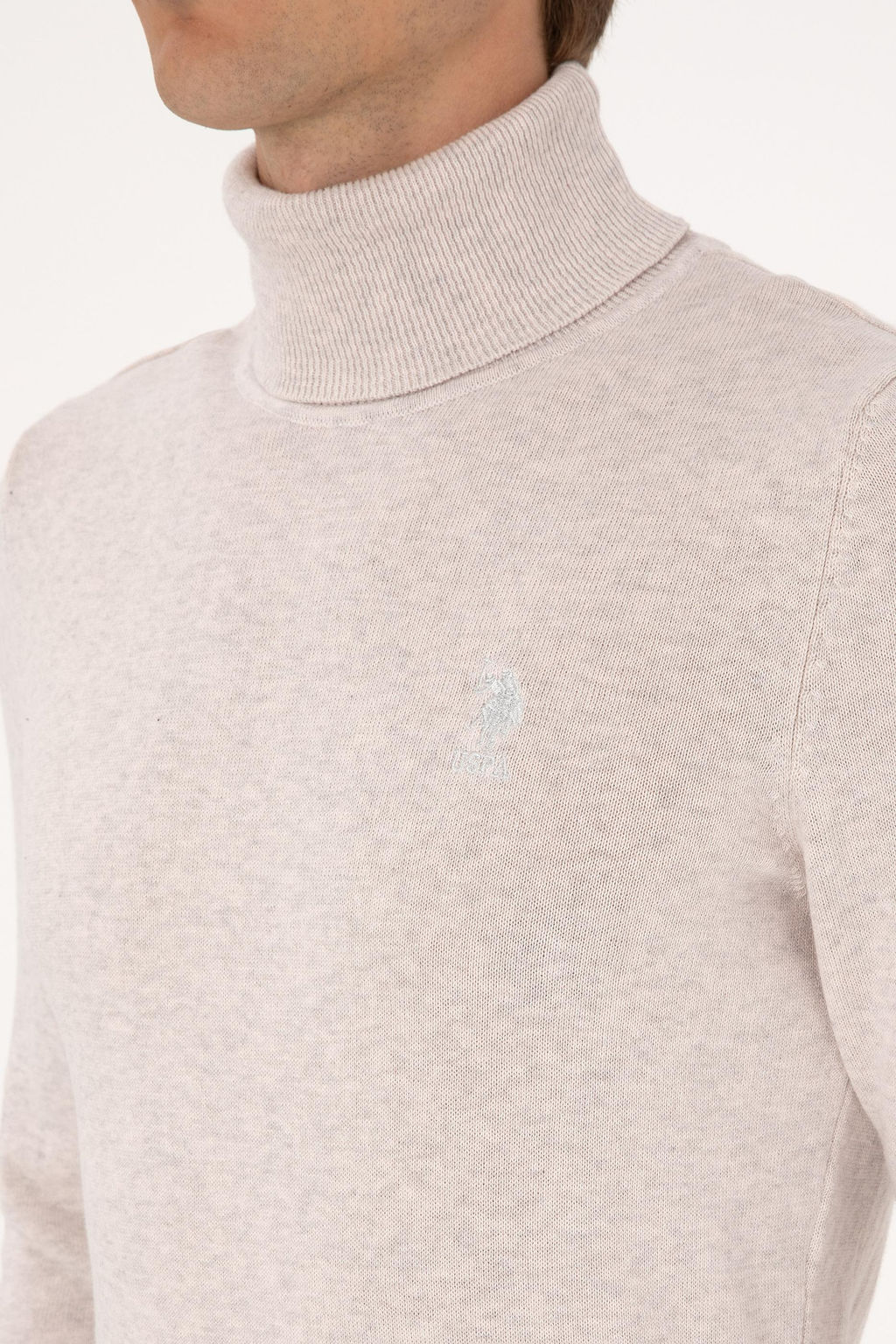 Erkek Slim Fit Bo_azl_ Yaka Ta_ Basic Kazak - U.s. polo assn фото 7
