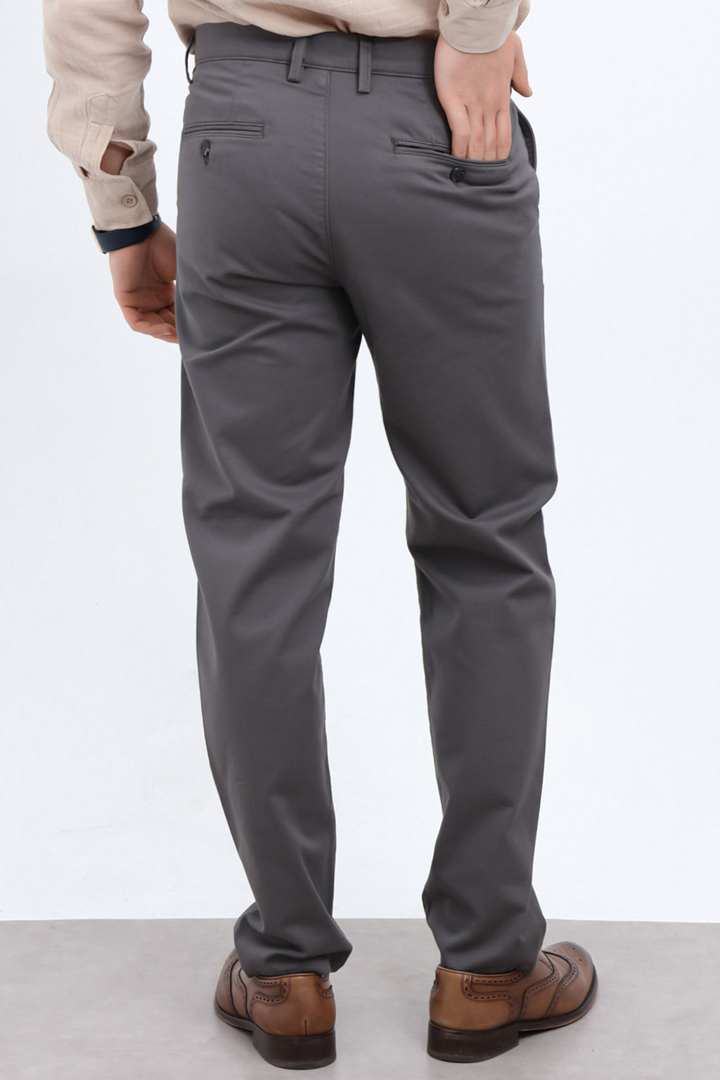 Gri Erkek Gabardin Dokulu Kumas Pantolon TMNAW26PL00026